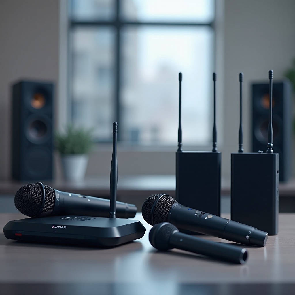 sistem mikrofon nirkabel dengan speaker
