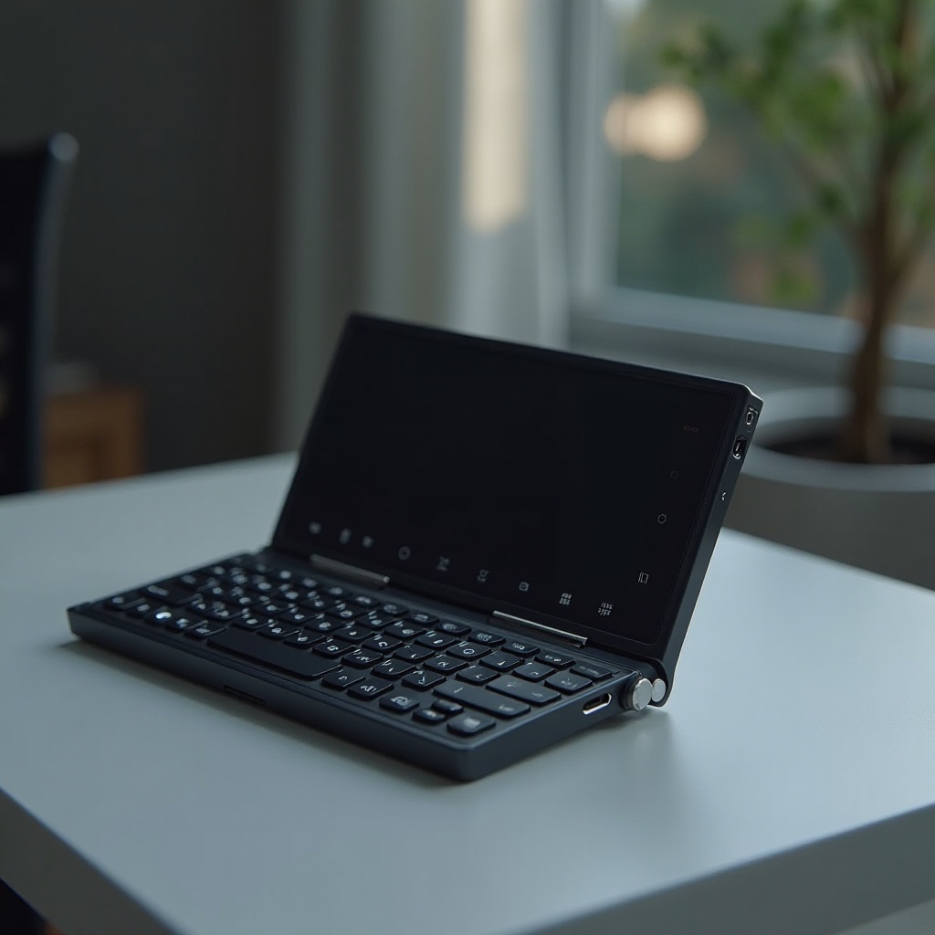 キーボード付きのブラックベリー折りたたみ携帯電話