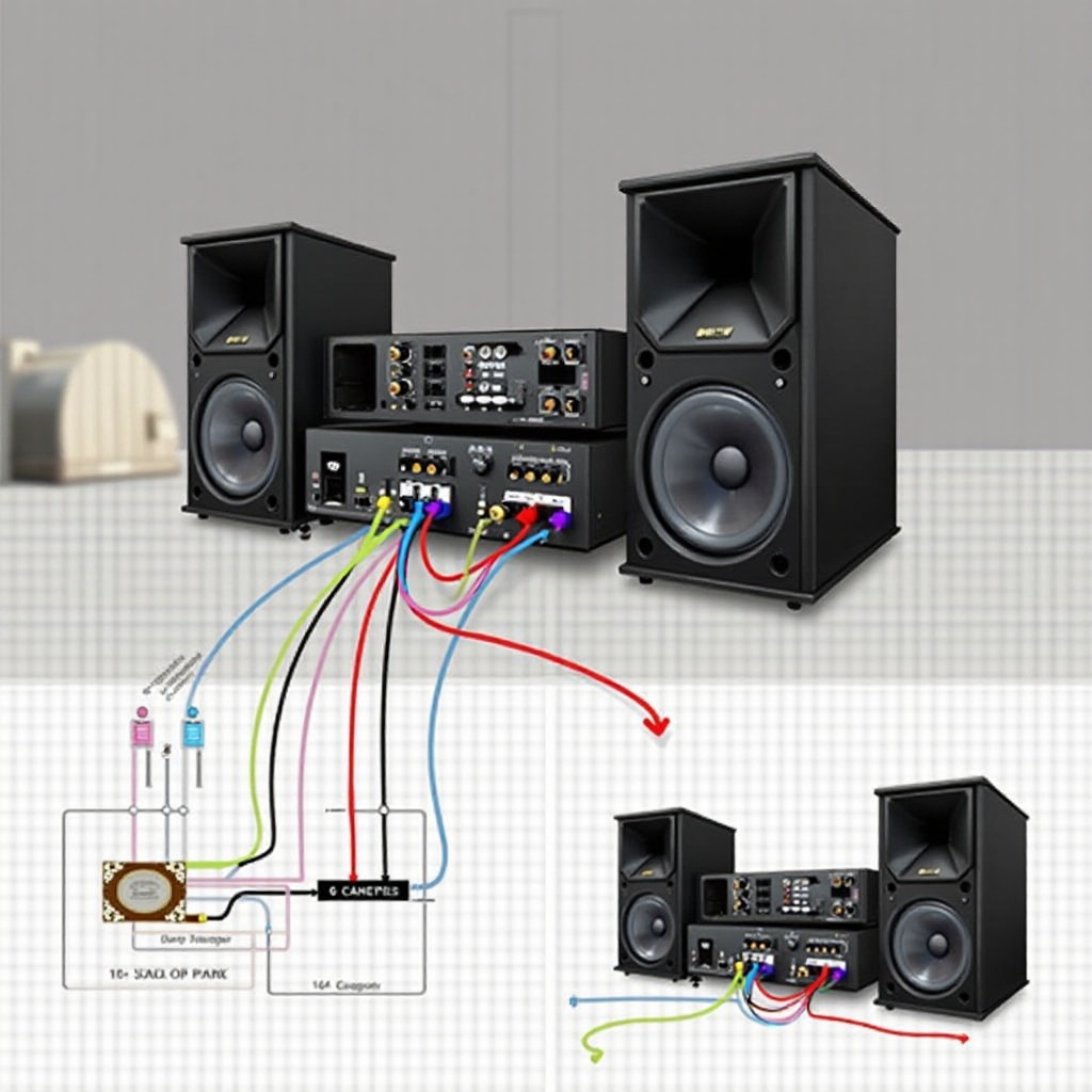 วิธีการเดินสายลำโพง 6 ตัวไปยังแอมป์ 4 แชนแนล